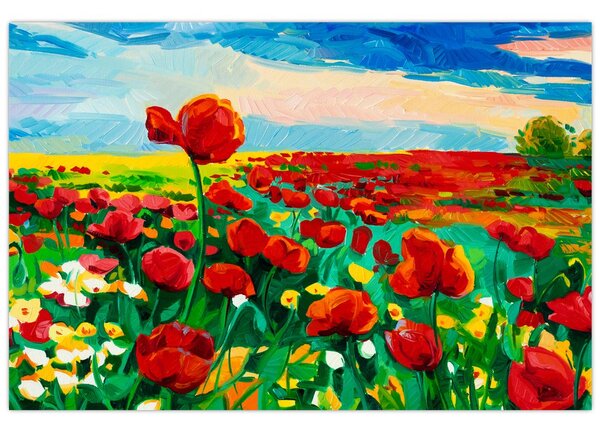 Slika polja z makom (90x60 cm)