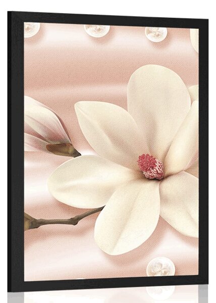Plakat luksuzna magnolija s biserima