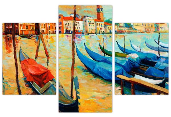 Slika - Pristanišče v Benetkah (90x60 cm)