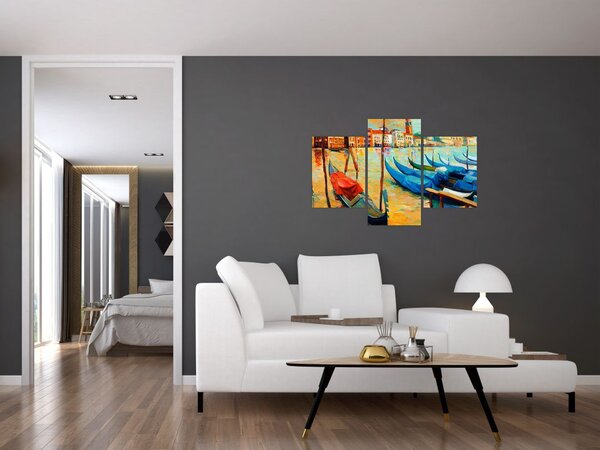 Slika - Pristanišče v Benetkah (90x60 cm)