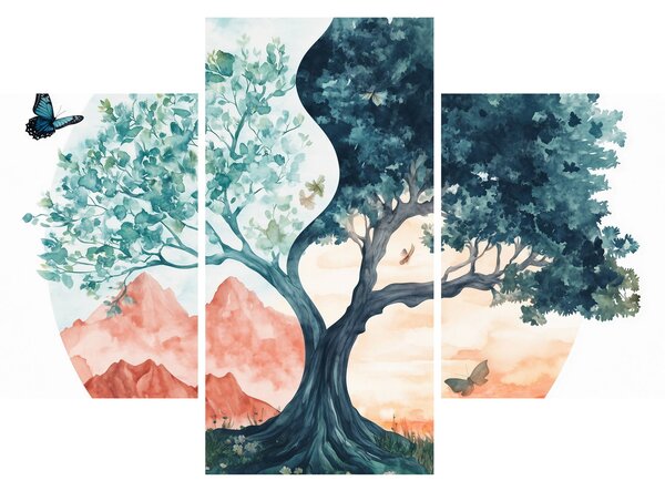 Slika – Akvarelno drvo puno života (90x60 cm)