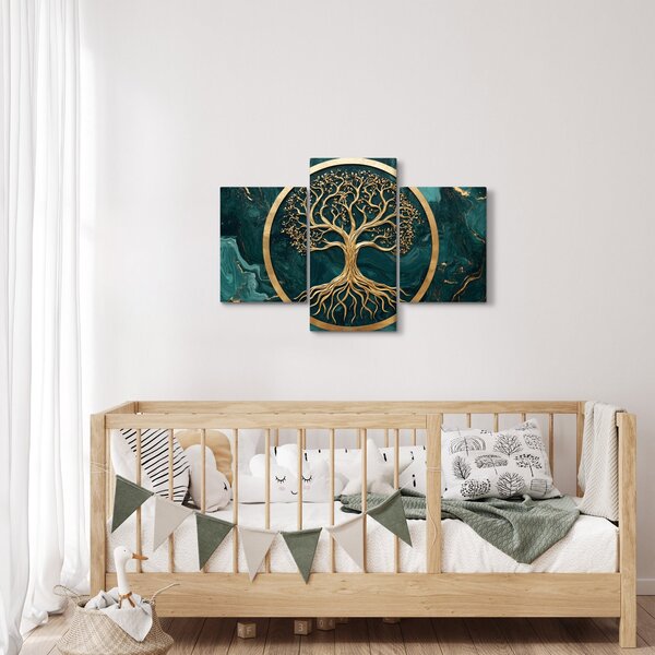 Slika – Zlatno drvo života u mramoru (90x60 cm)