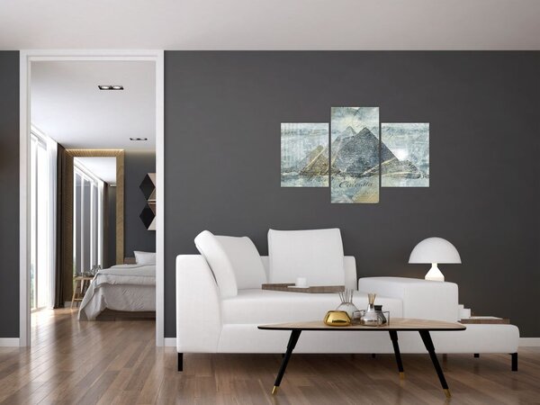 Slika - Piramide v modrem filtru (90x60 cm)