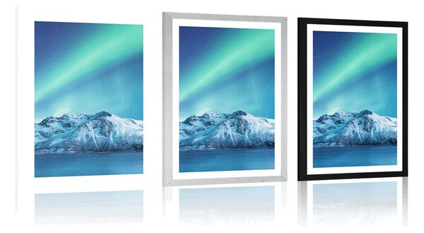 Plakat s paspartuom arktička polarna svjetlost