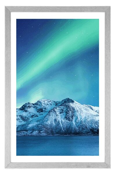 Plakat s paspartuom arktička polarna svjetlost