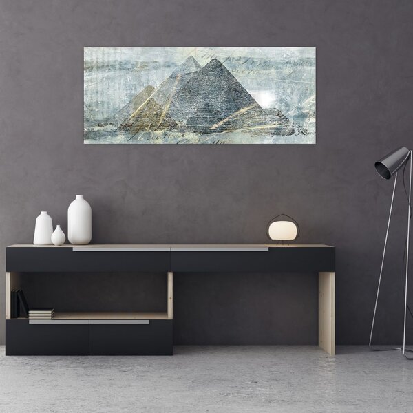 Slika - Piramide v modrem filtru (120x50 cm)