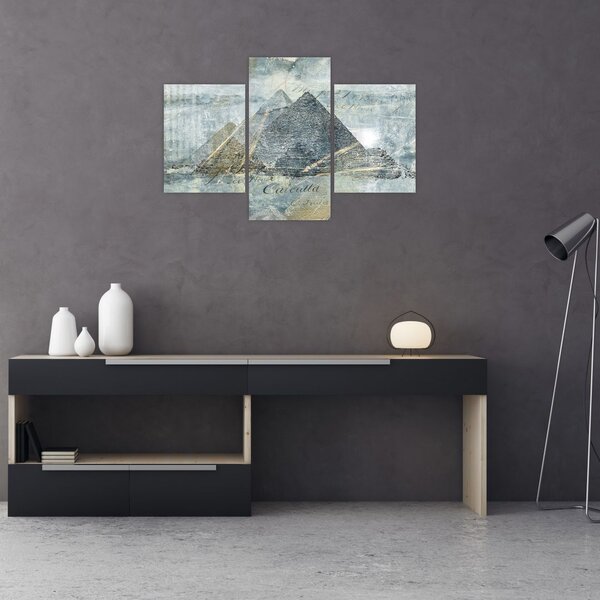 Slika - Piramide v modrem filtru (90x60 cm)