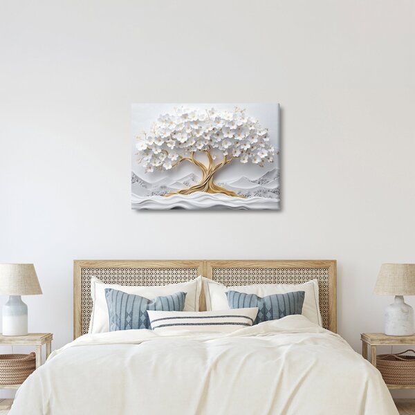 Slika – 3D elegantno drvo života puno cvijeća (70x50 cm)