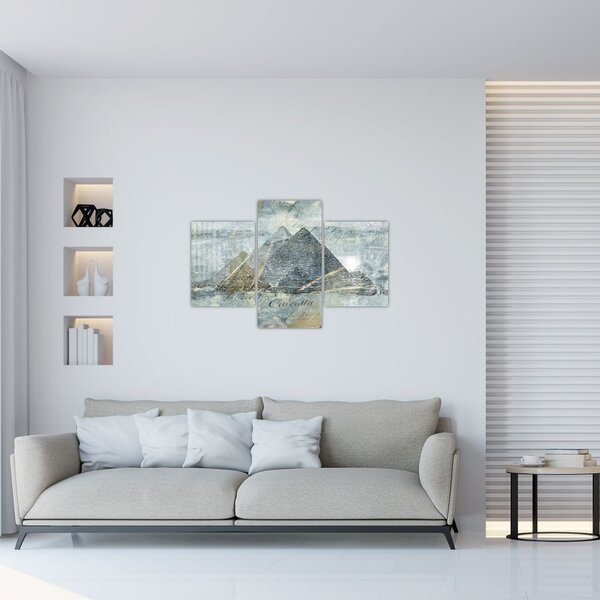Slika - Piramide v modrem filtru (90x60 cm)