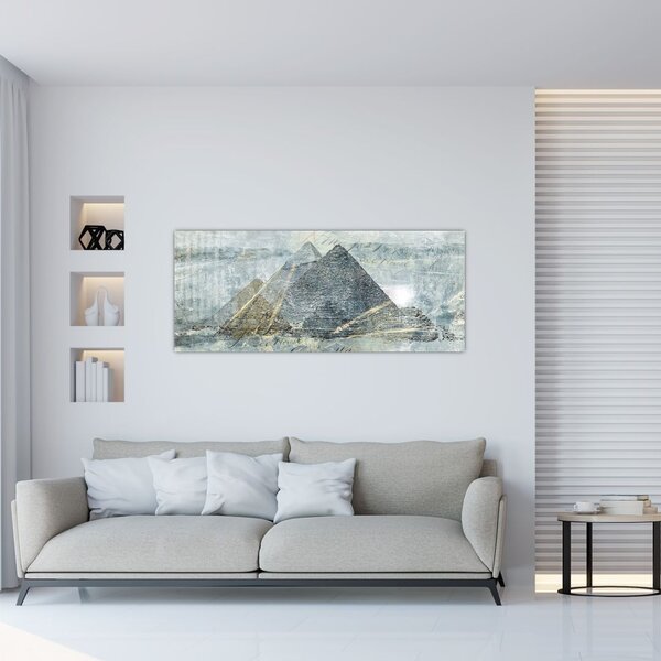 Slika - Piramide v modrem filtru (120x50 cm)