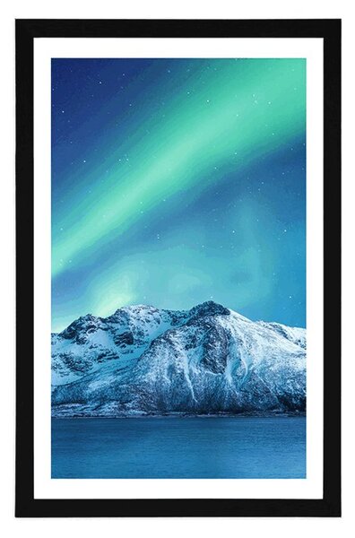 Plakat s paspartuom arktička polarna svjetlost