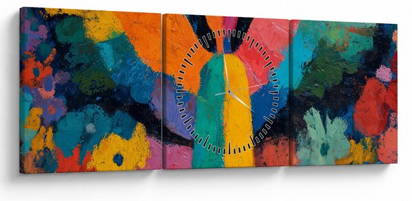 Slika - Apstraktni anđeo s cvijećem (sa satom) (90x30 cm)