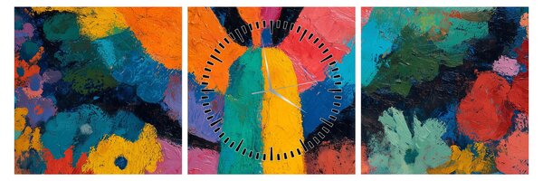Slika - Apstraktni anđeo s cvijećem (sa satom) (90x30 cm)