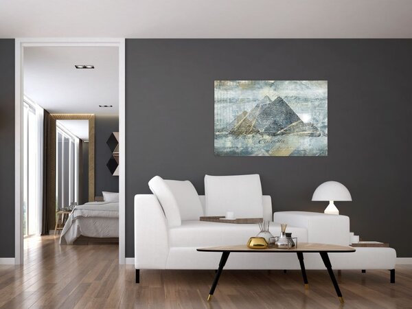 Slika - Piramide v modrem filtru (90x60 cm)