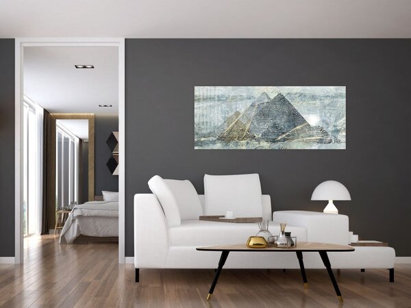 Slika - Piramide v modrem filtru (120x50 cm)