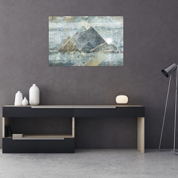 Slika - Piramide v modrem filtru (90x60 cm)