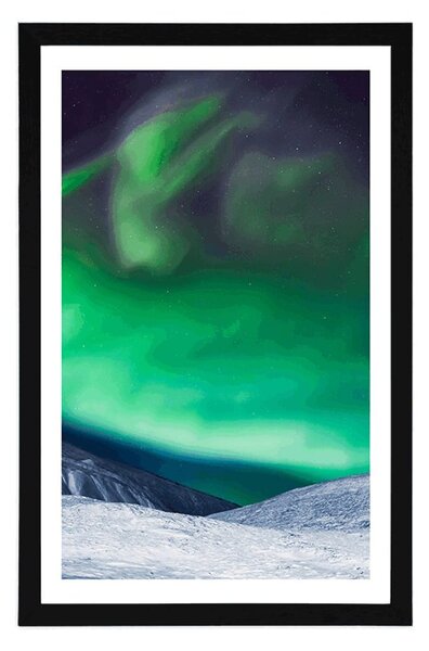 Plakat s paspartuom polarna svjetlost na nebu