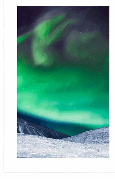 Plakat s paspartuom polarna svjetlost na nebu