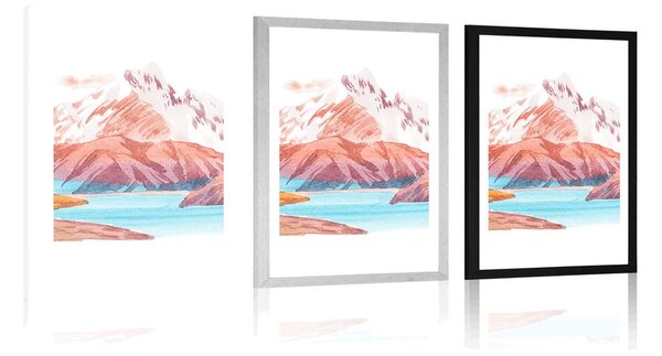 Plakat s paspartuom prekrasni planinski krajolik