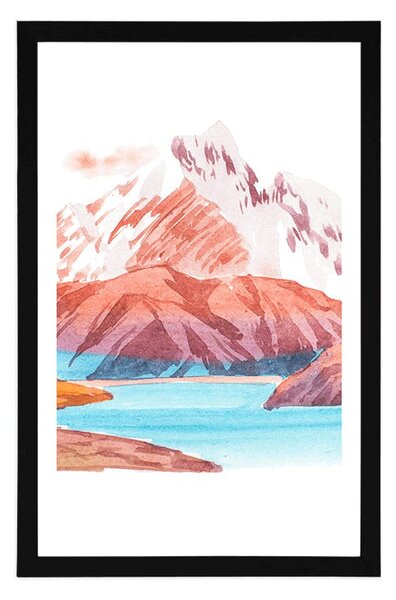 Plakat s paspartuom prekrasni planinski krajolik