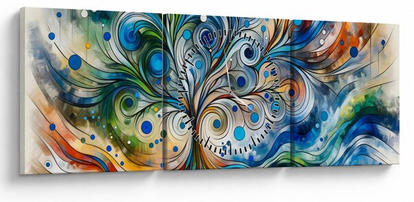 Slika – Šareno energetsko drvo (sa satom) (90x30 cm)