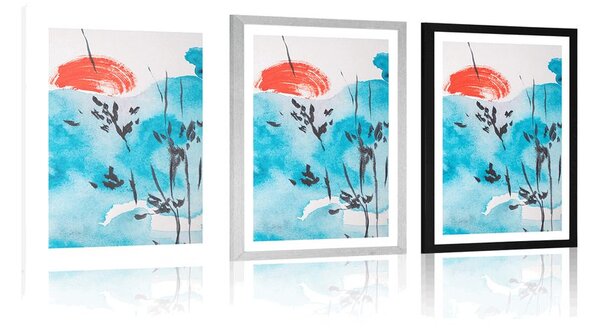 Plakat s paspartuom slikanje japanskog neba