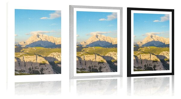 Plakat s paspartuom prekrasan pogled s planina