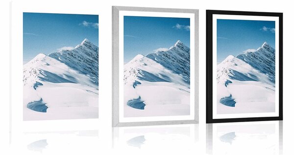 Plakat s paspartuom snježna planina