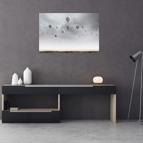 Slika - Baloni nad opečno steno (90x60 cm)