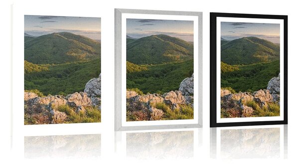 Plakat s paspartuom priroda obasjana suncem