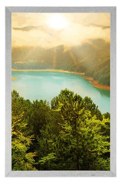 Plakat rijeka usred zelene šume