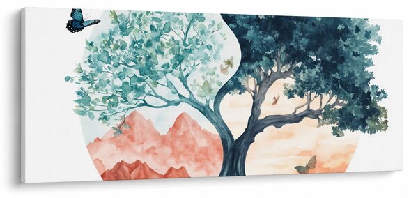 Slika – Akvarelno drvo puno života (120x50 cm)