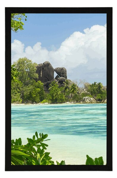 Plakat prekrasna plaža na otoku La Digue