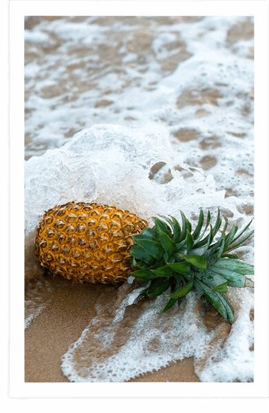 Plakat ananas u valu oceana