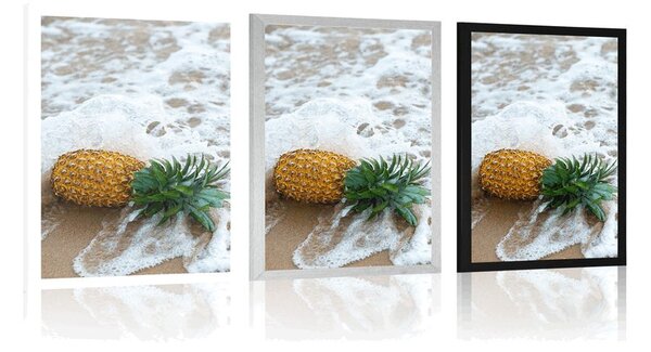 Plakat ananas u valu oceana