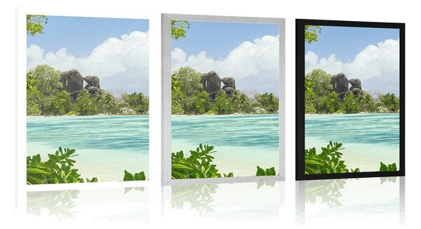 Plakat prekrasna plaža na otoku La Digue