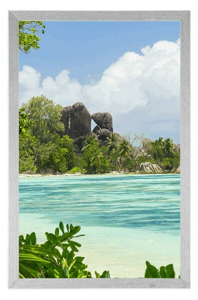 Plakat prekrasna plaža na otoku La Digue