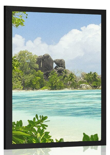 Plakat prekrasna plaža na otoku La Digue