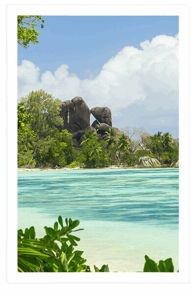 Plakat prekrasna plaža na otoku La Digue