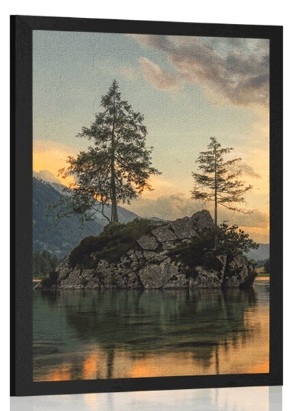 Plakat planinski krajolik kod jezera