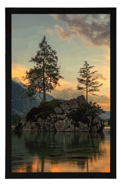 Plakat planinski krajolik kod jezera