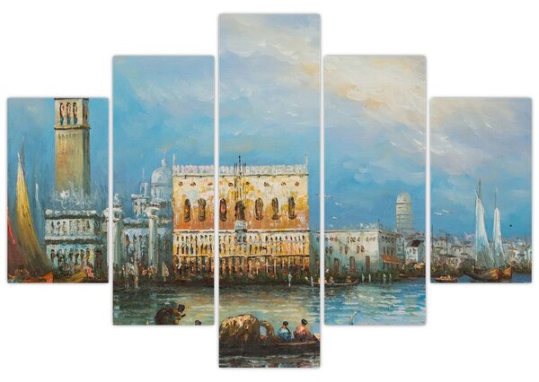 Slika - Gondola skozi Benetke, oljna slika (150x105 cm)