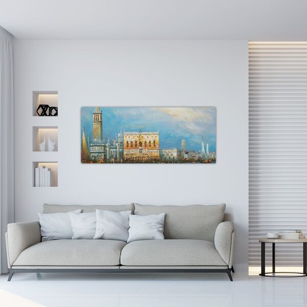 Slika - Gondola skozi Benetke, oljna slika (120x50 cm)