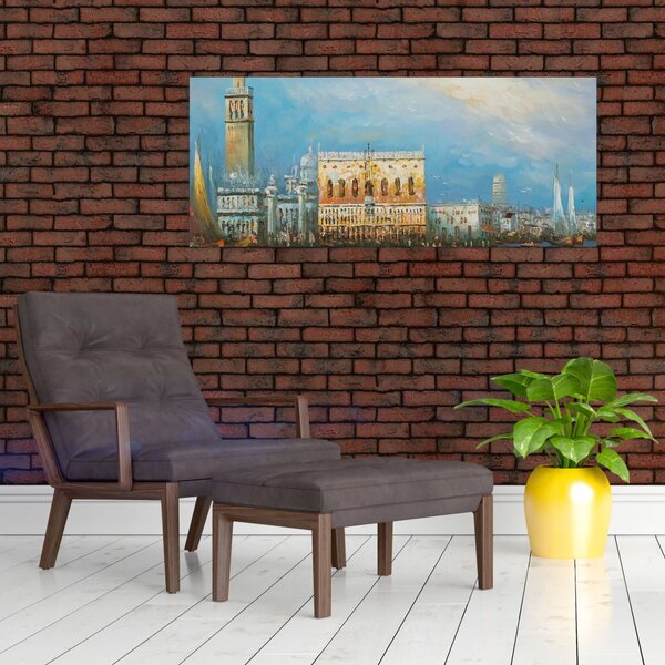 Slika - Gondola skozi Benetke, oljna slika (120x50 cm)