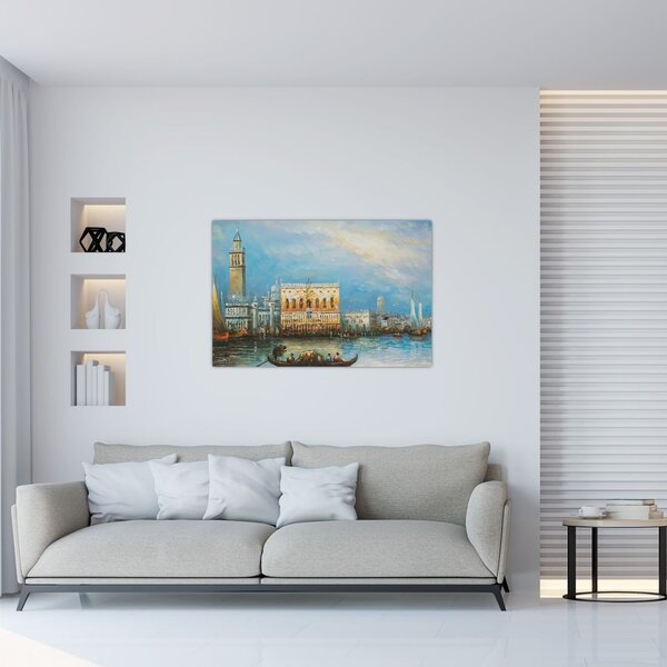 Slika - Gondola skozi Benetke, oljna slika (90x60 cm)