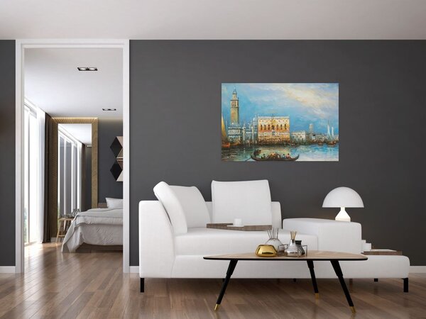 Slika - Gondola skozi Benetke, oljna slika (90x60 cm)