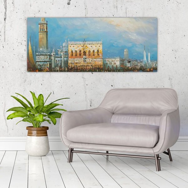 Slika - Gondola skozi Benetke, oljna slika (120x50 cm)