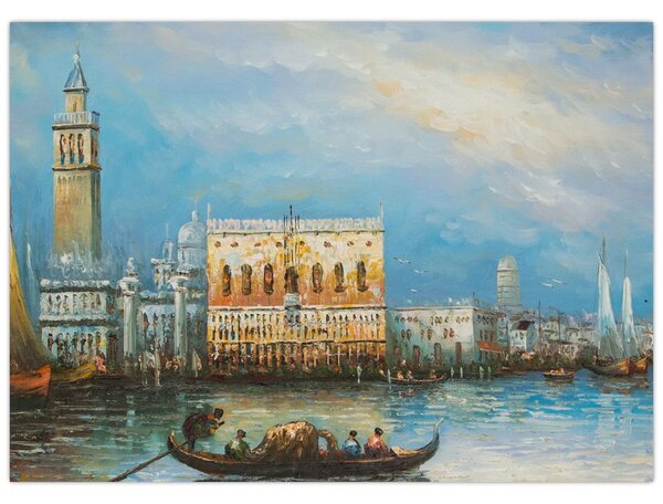 Slika - Gondola skozi Benetke, oljna slika (70x50 cm)