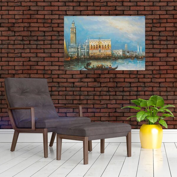 Slika - Gondola skozi Benetke, oljna slika (90x60 cm)