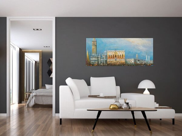 Slika - Gondola skozi Benetke, oljna slika (120x50 cm)